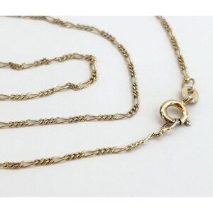 Minimalist Vermeil Gold T Figaro Chain Sterling Silver Vintage Necklace - 17.5"